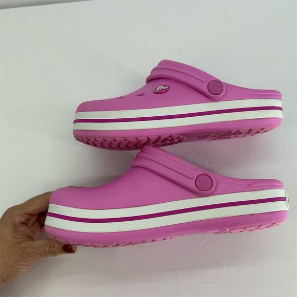 Crocs Crocband Girls Size 3 Pink Clogs Sandals Casual Shoes - Picture 7 of 11